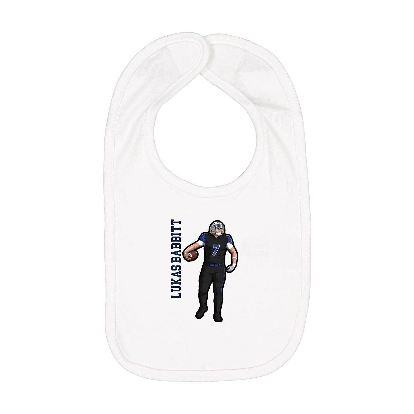 Infant Bib — Name Vertical in White