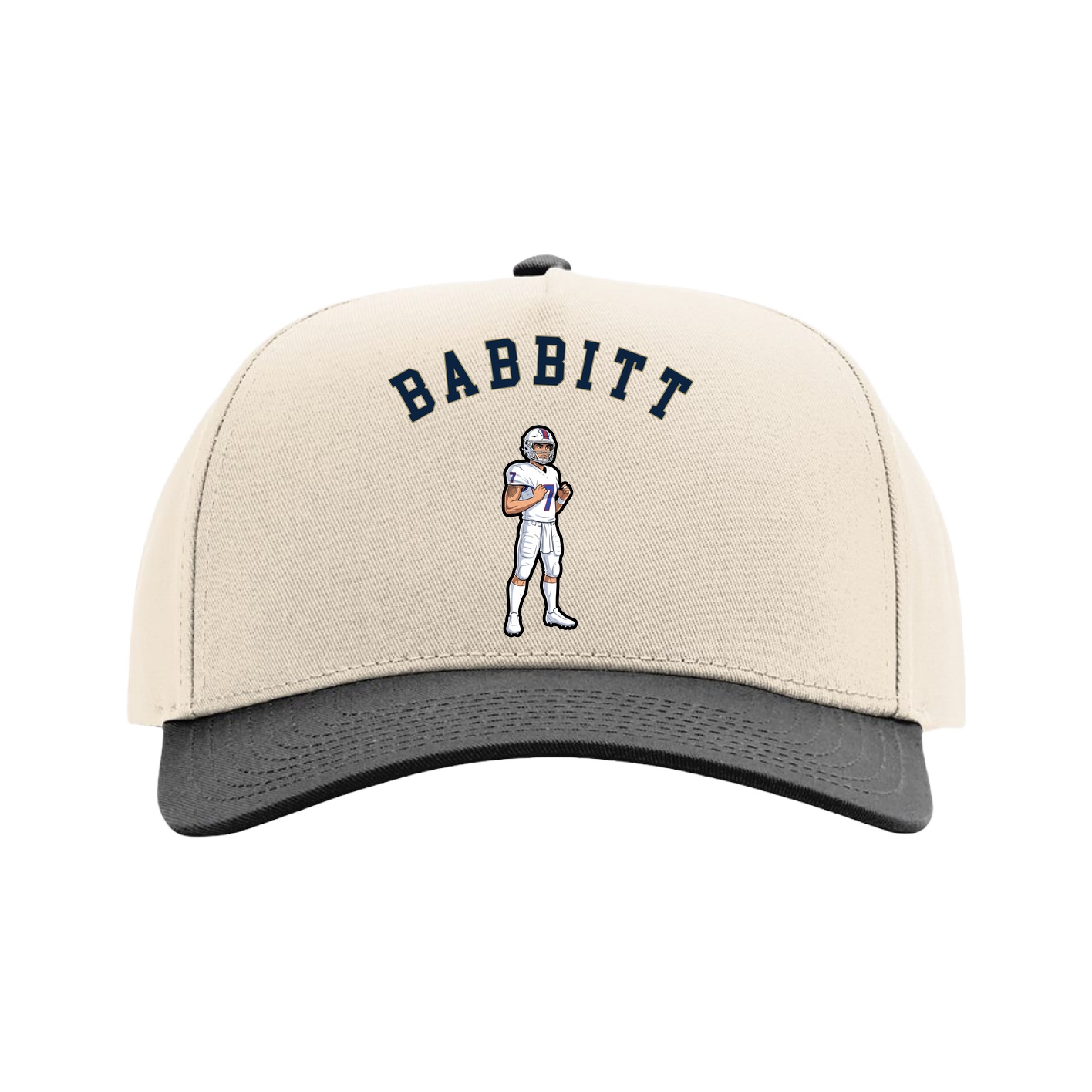 Full Fabric Five-Panel Champ Cap — Shirsey Arch in Cream/Black