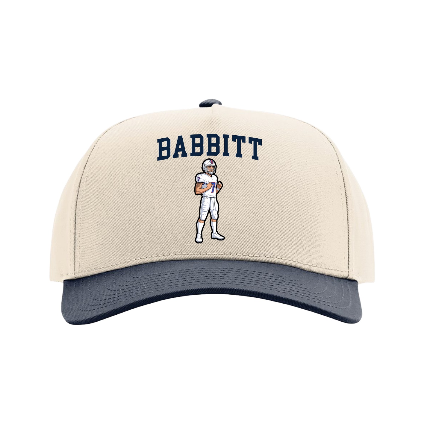 Full Fabric Five-Panel Champ Cap — Shirsey in Cream/Navy