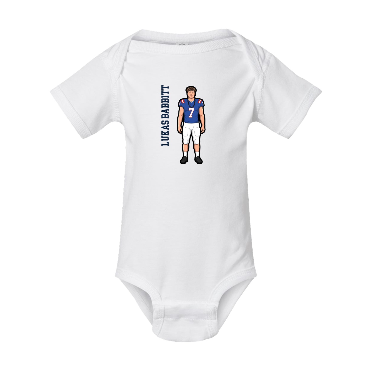 Baby Onesie — Name Vertical in White