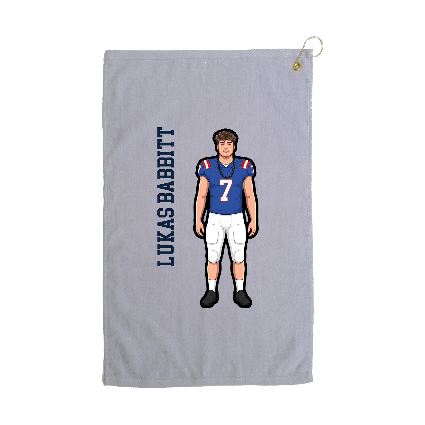 Golf Towel — Name Vertical in Grey