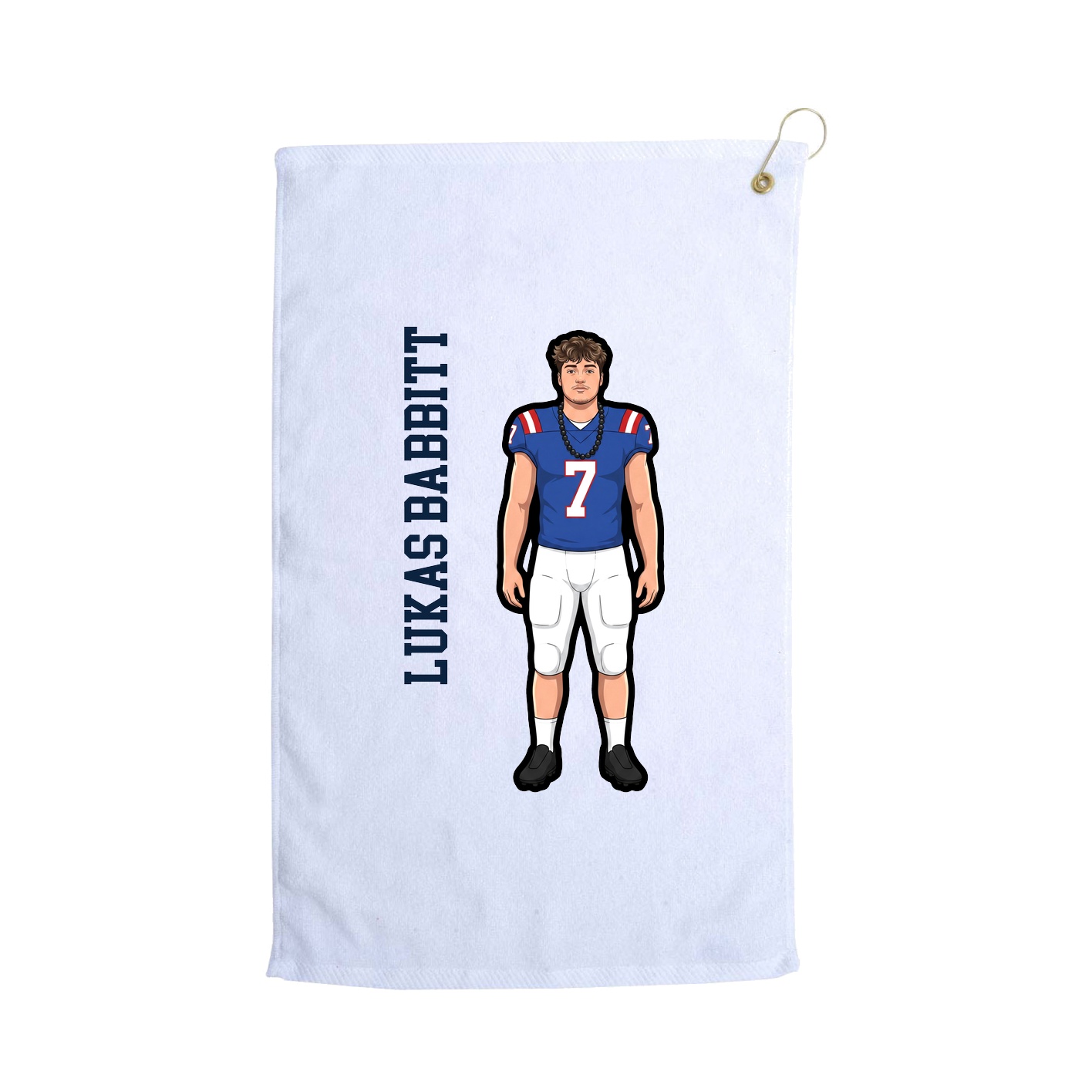 Golf Towel — Name Vertical in White