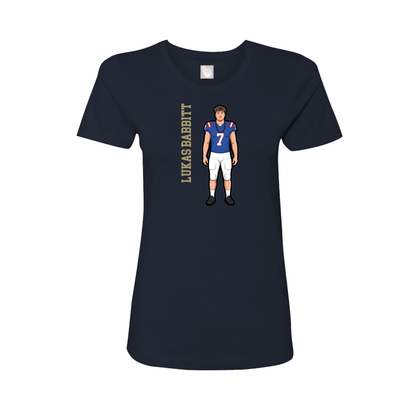 Womens Tee — Name Vertical in Navy