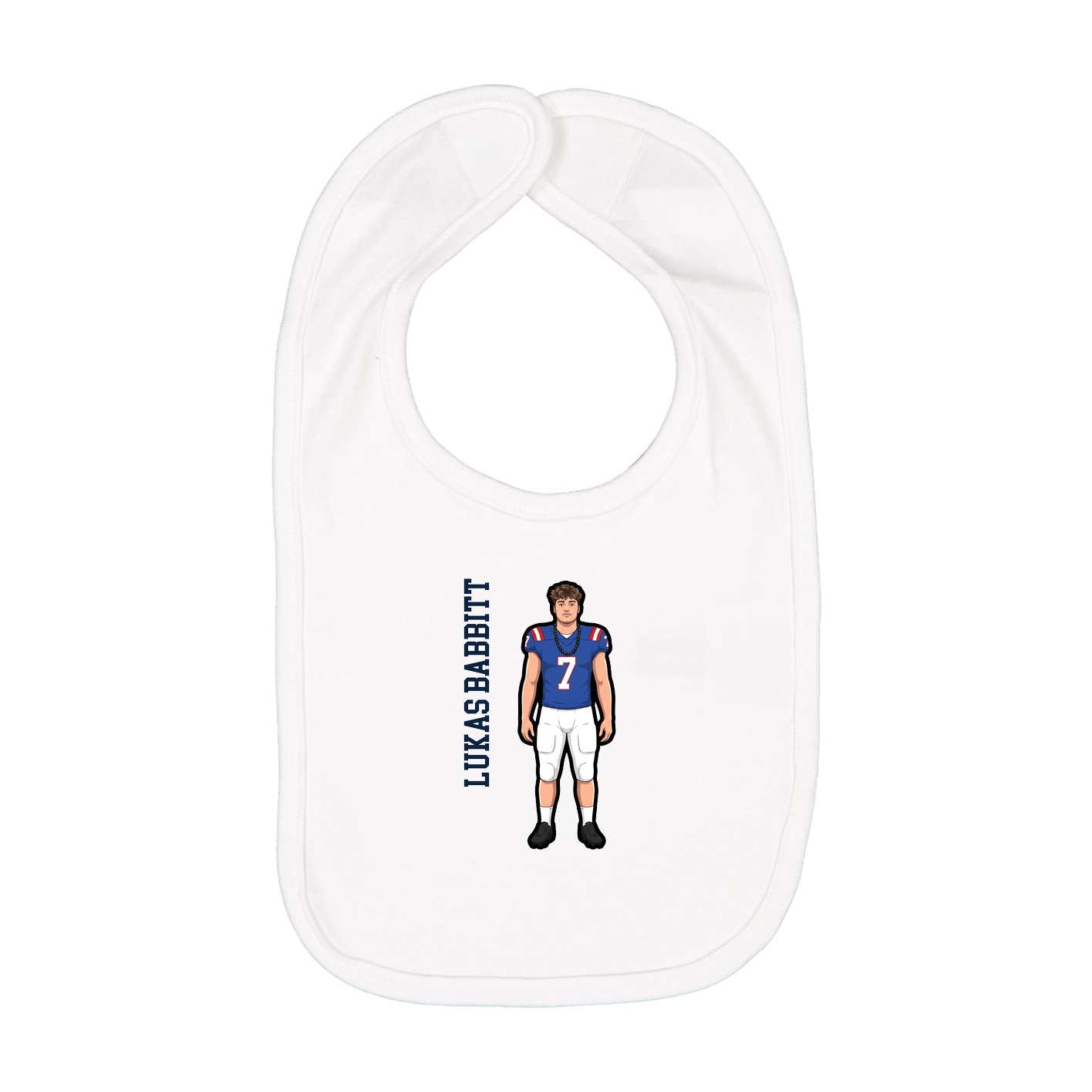Infant Bib — Name Vertical in White