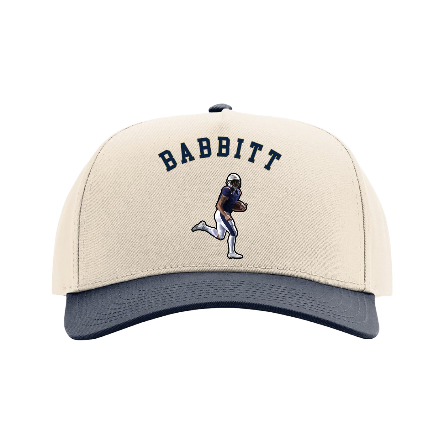 Full Fabric Five-Panel Champ Cap — Shirsey Arch in Cream/Navy