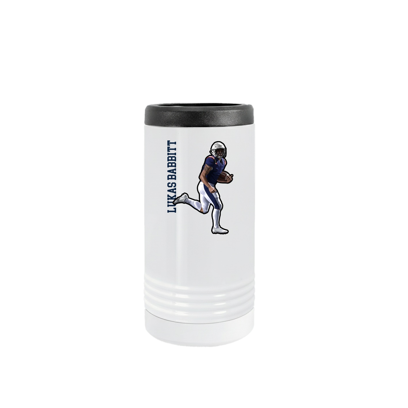 Slim Beverage Holder — Name Vertical in White