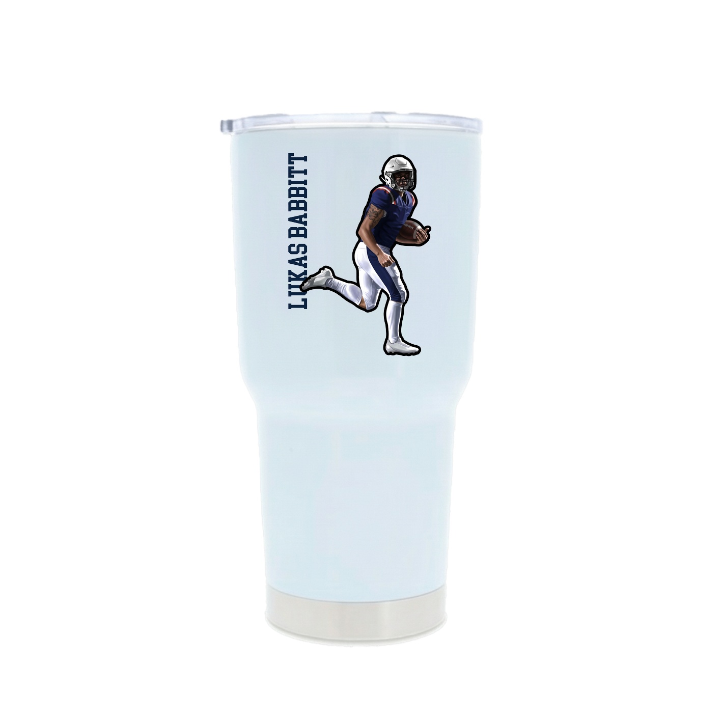 30oz Stainless Steel Tumbler — Name Vertical in White