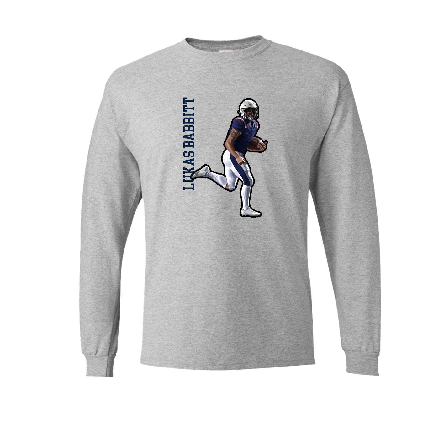 Long Sleeve Tee — Name Vertical in Grey