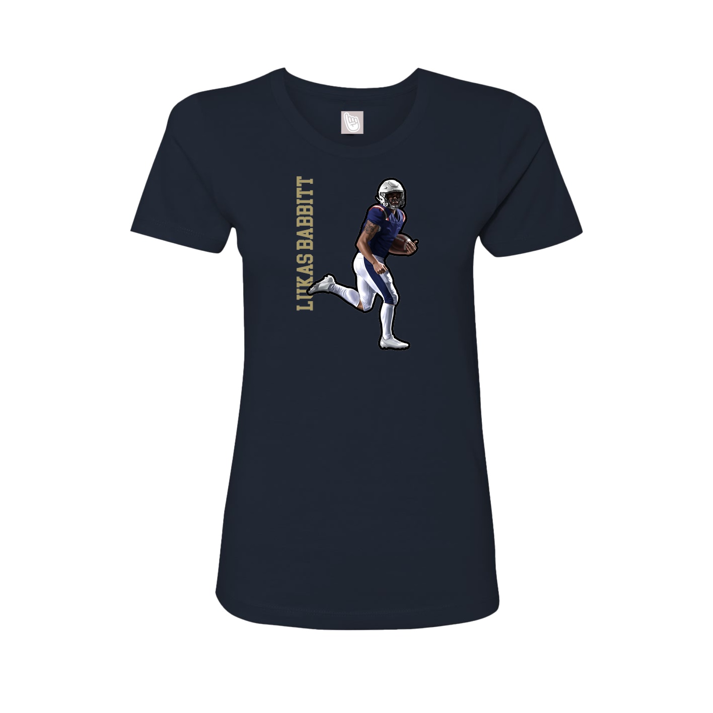 Womens Tee — Name Vertical in Navy