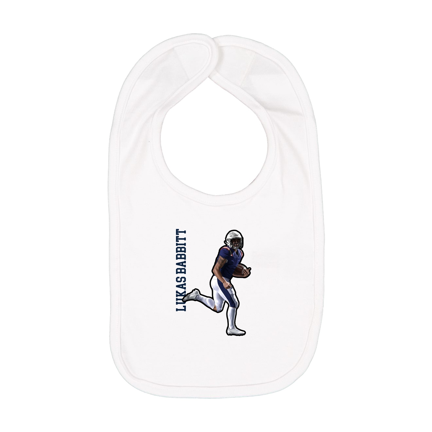 Infant Bib — Name Vertical in White