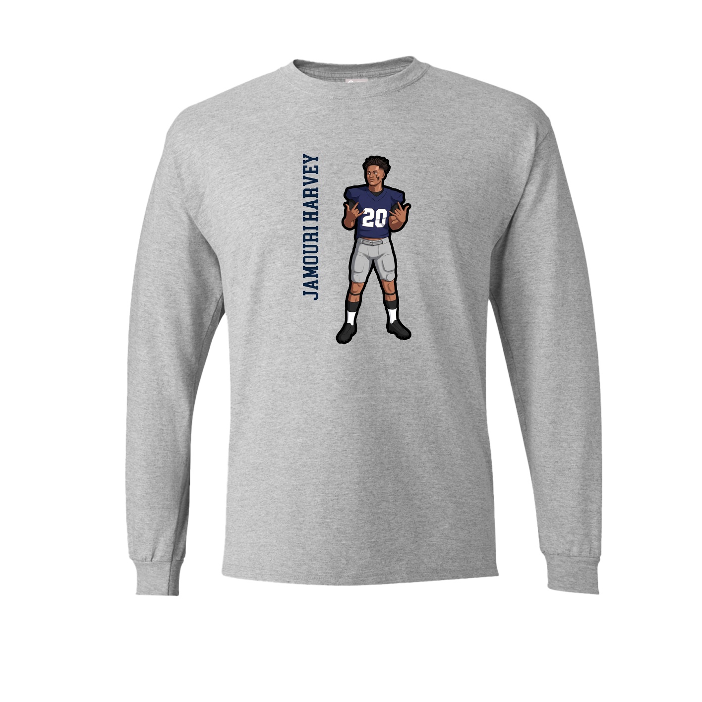 Long Sleeve Tee — Name Vertical in Grey