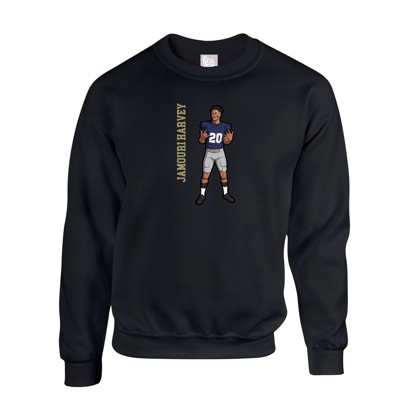 Fleece Crew — Name Vertical in Black