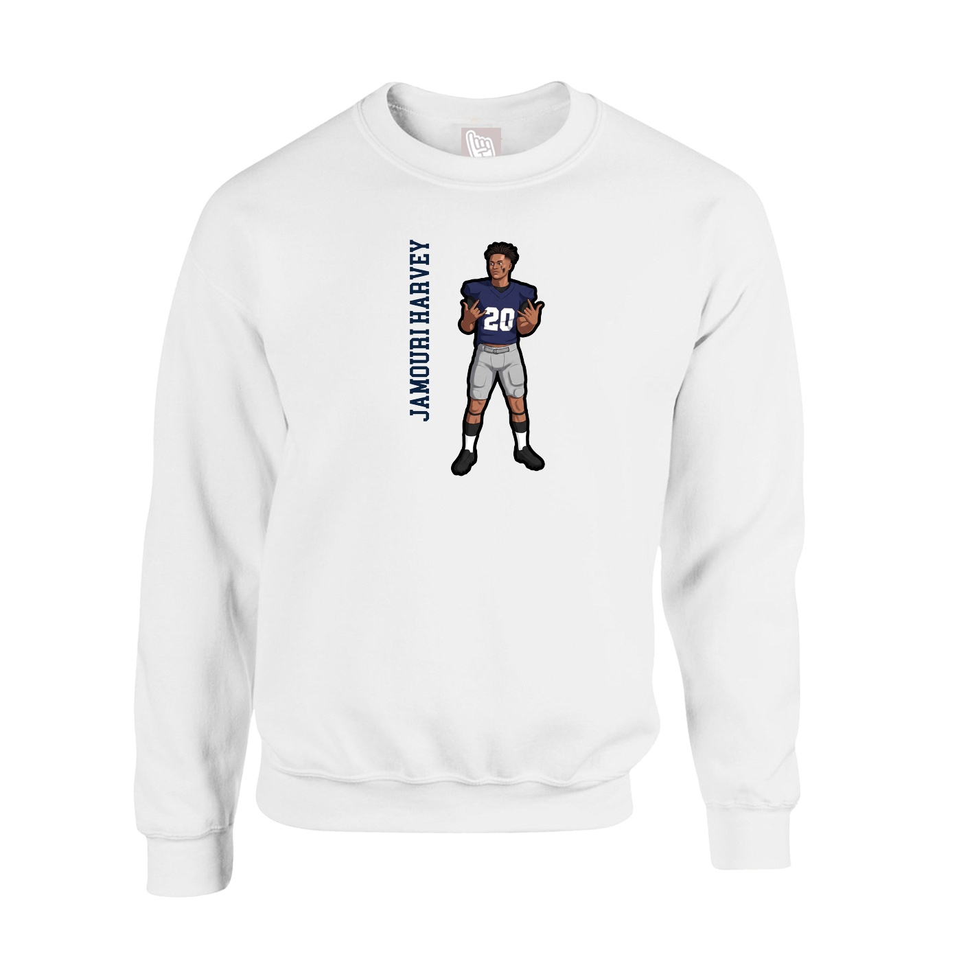 Fleece Crew — Name Vertical in White