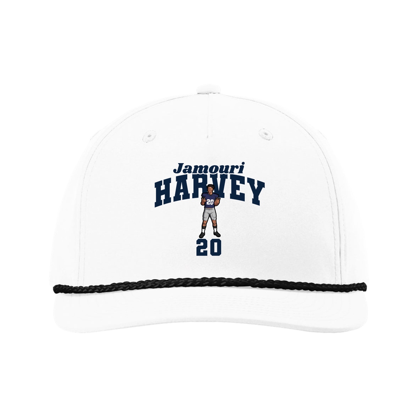 Five-Panel Classic Rope Cap — Signature Arch in White