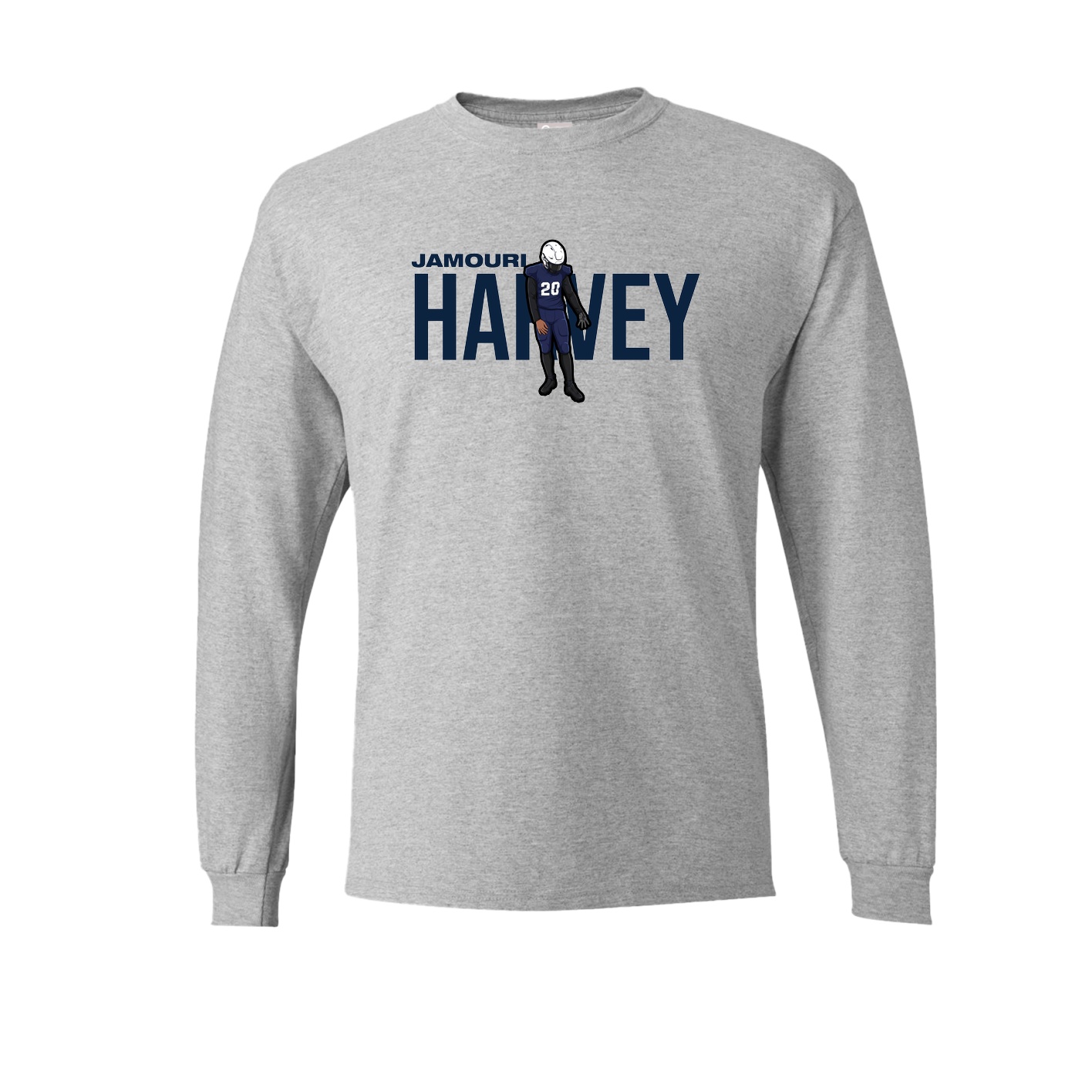 Long Sleeve Tee — Player Name in Grey