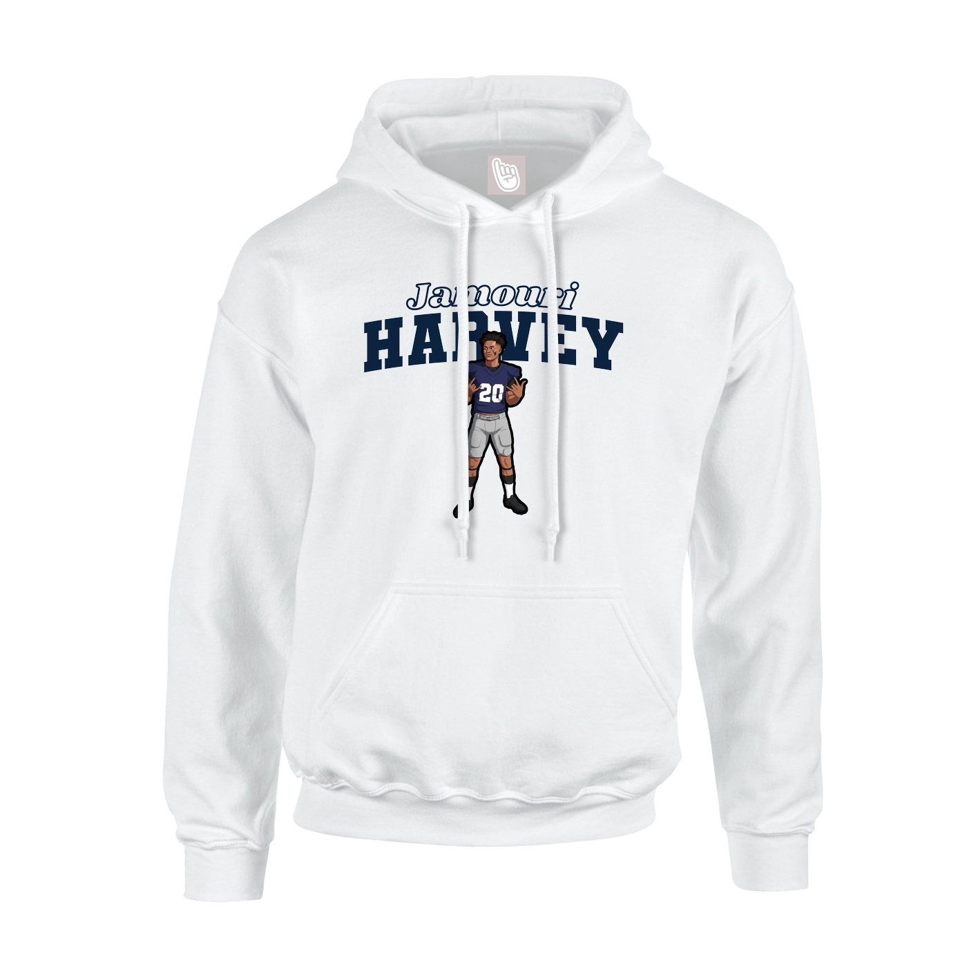 Youth Hoodie — Name Arch in White