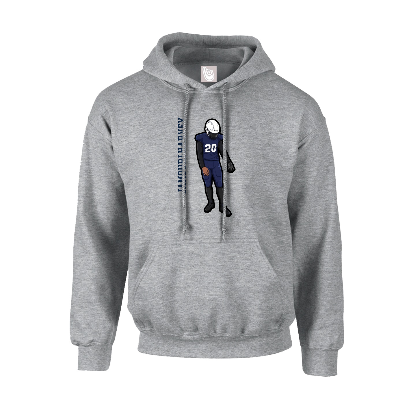 Hoodie — Name Vertical in Grey