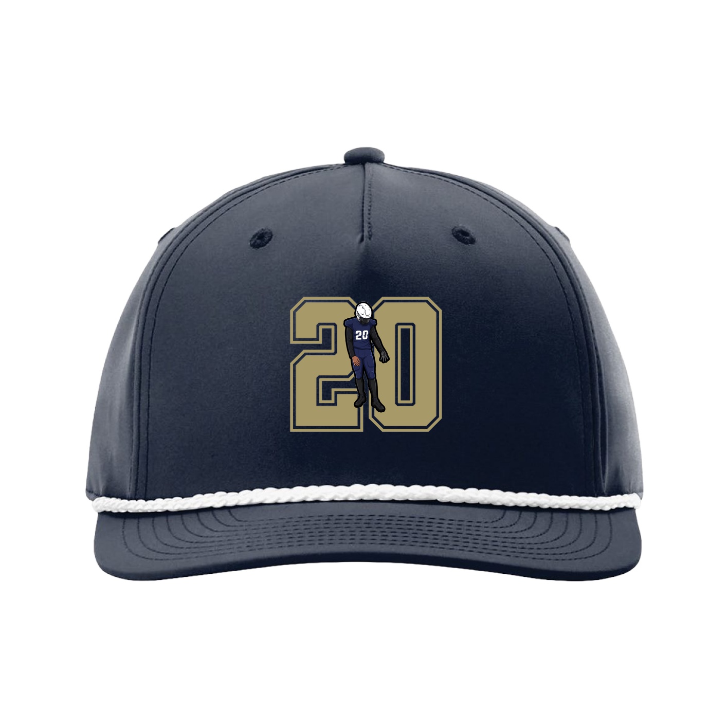 Five-Panel Classic Rope Cap — Number in Navy