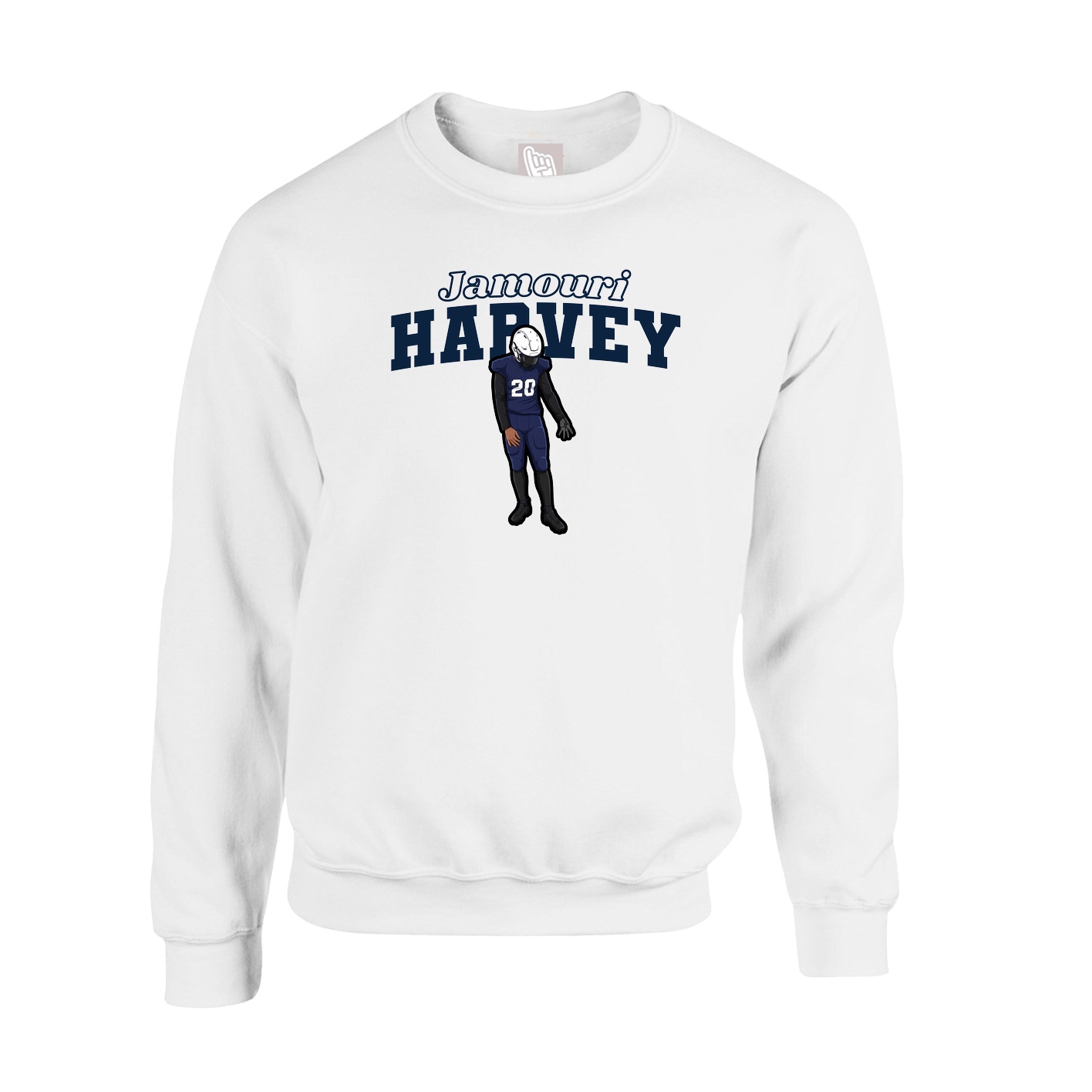Fleece Crew — Name Arch in White