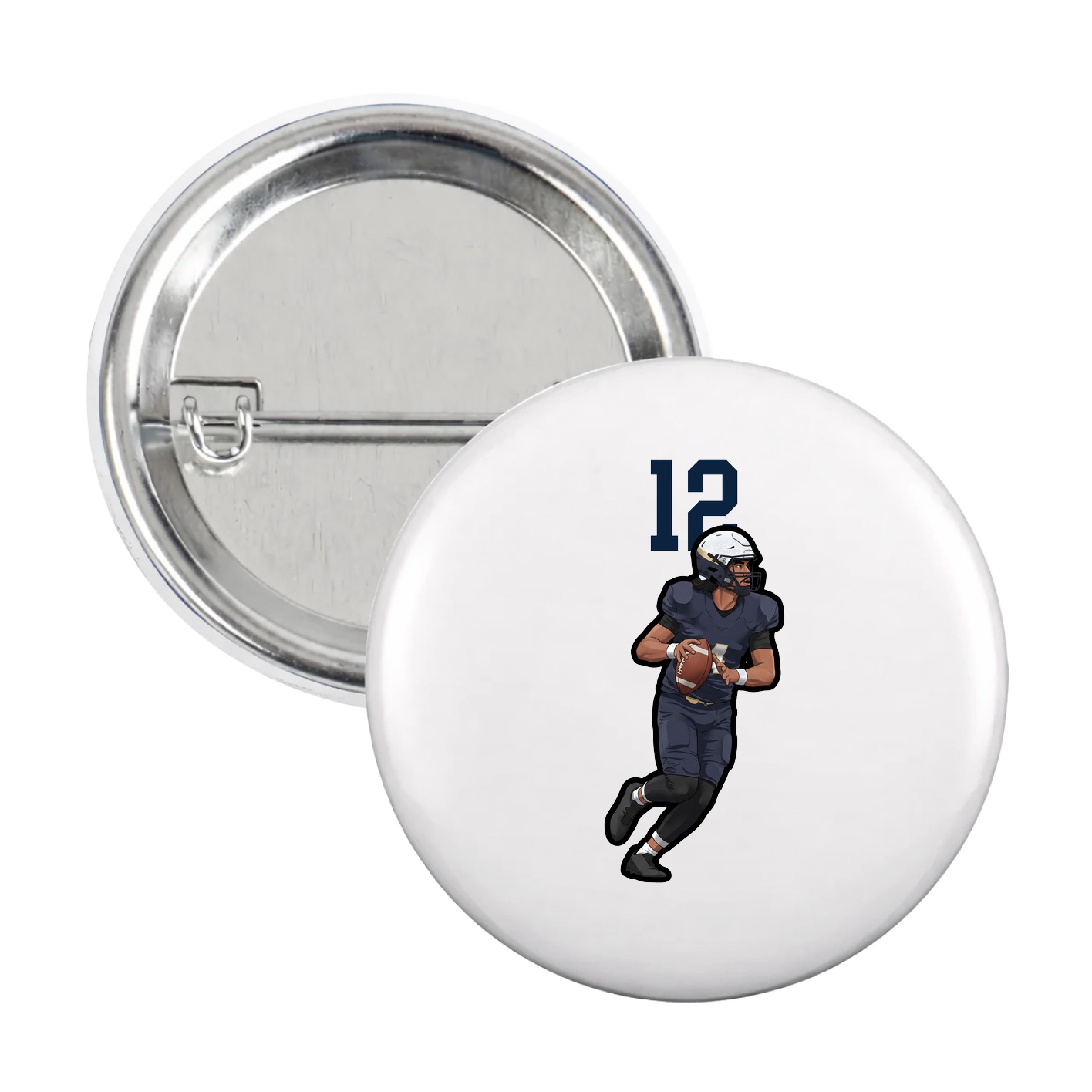 Game Day Button — Number Top in White