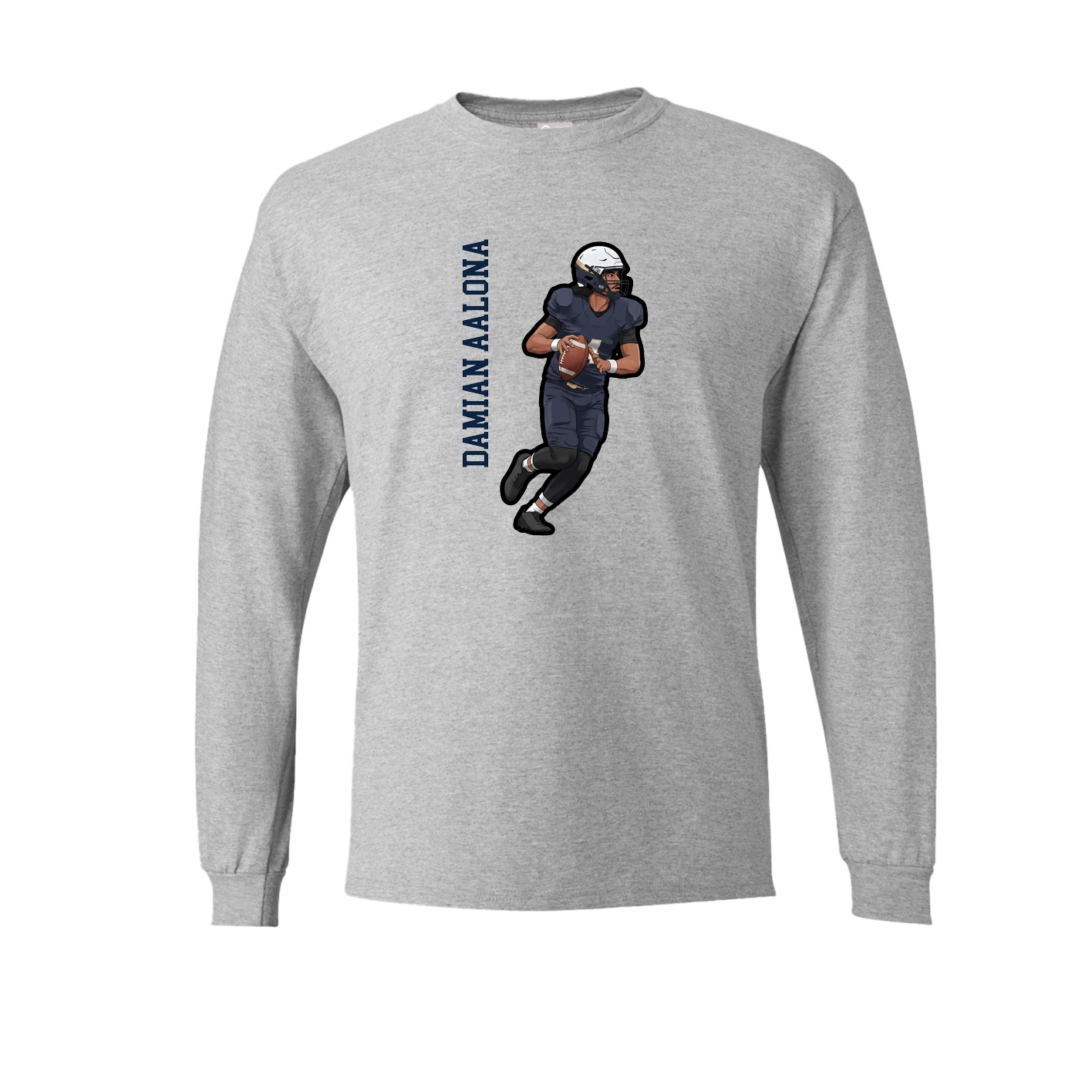 Long Sleeve Tee — Name Vertical in Grey