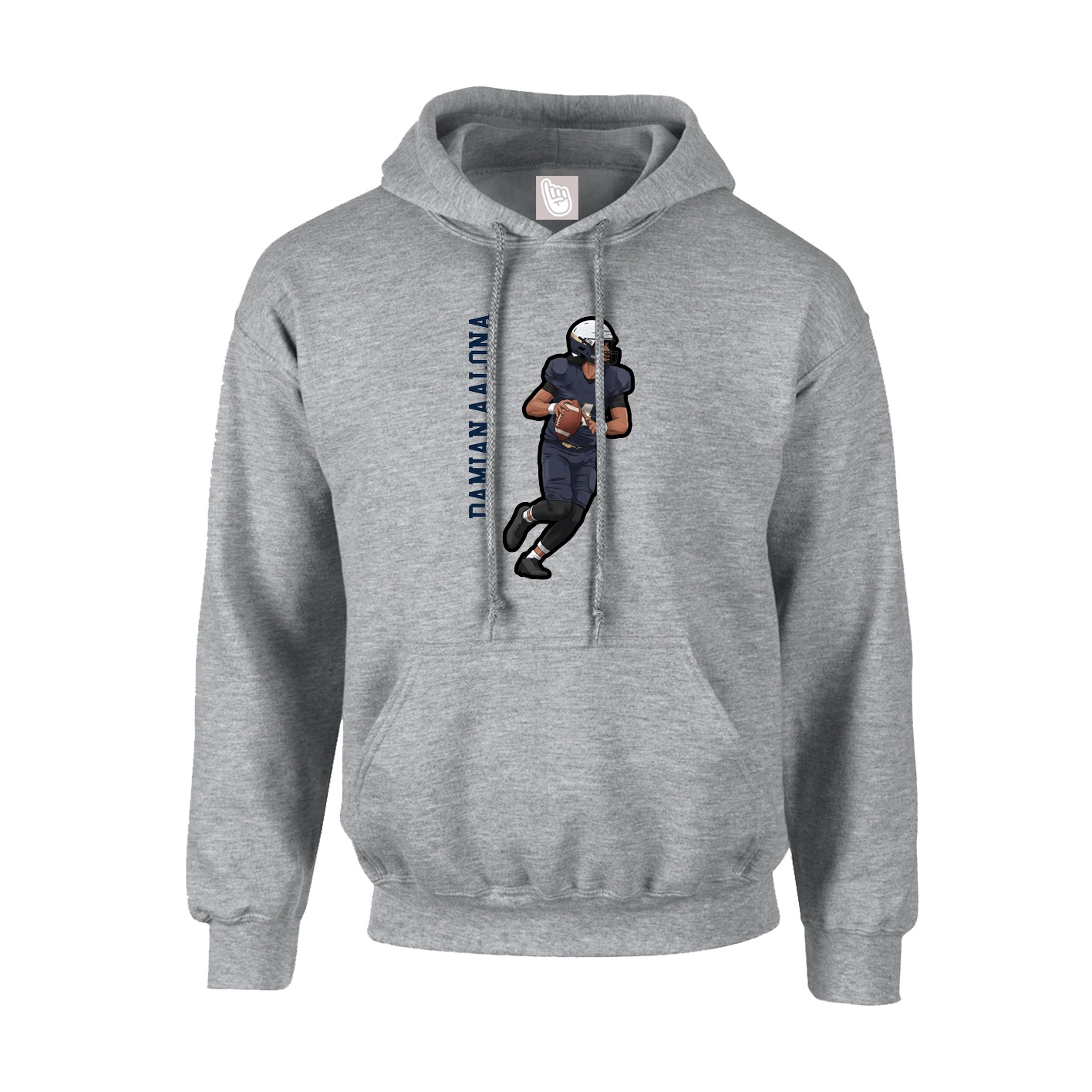 Youth Hoodie — Name Vertical in Grey