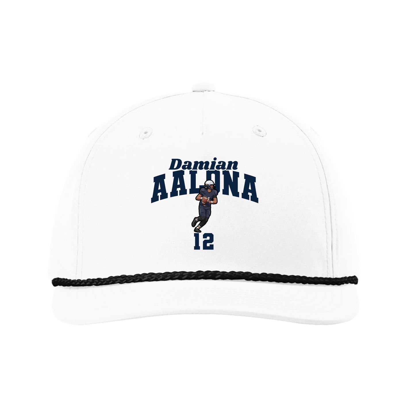 Five-Panel Classic Rope Cap — Signature Arch in White