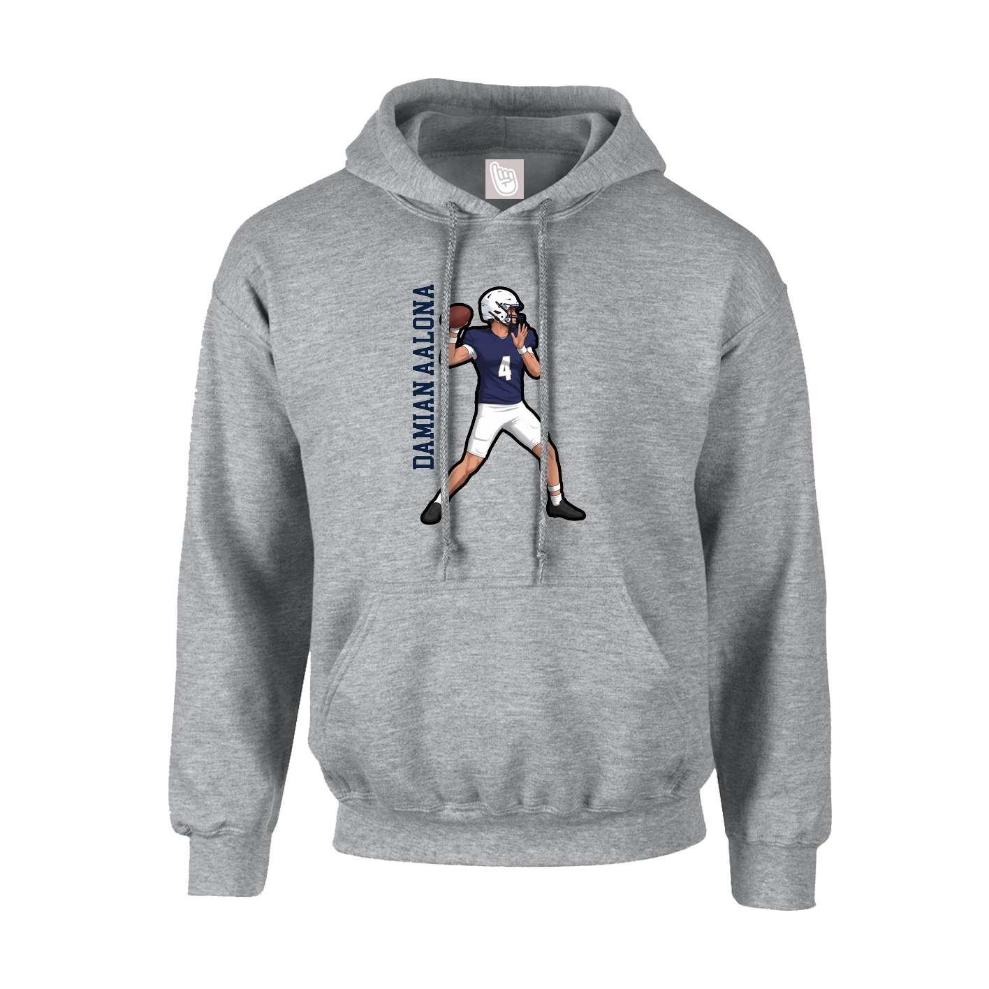 Hoodie — Name Vertical in Grey