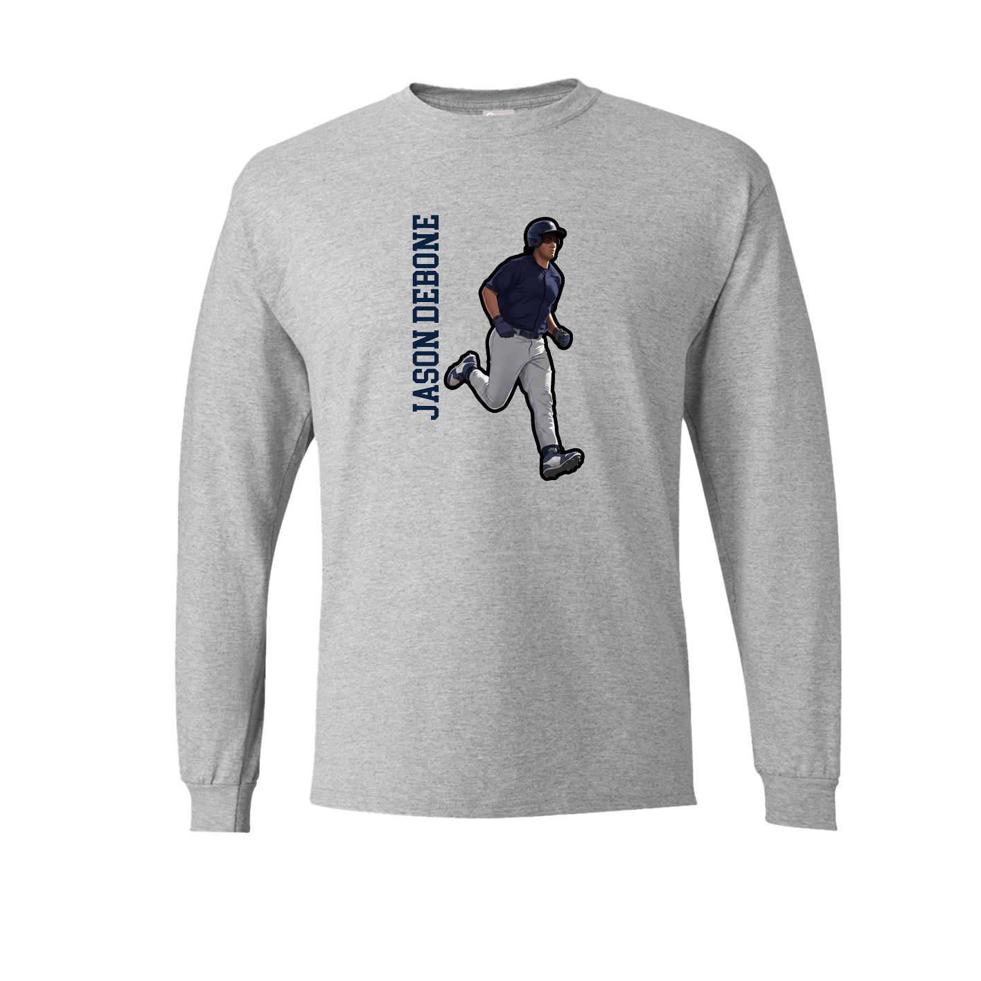 Long Sleeve Tee — Name Vertical in Grey