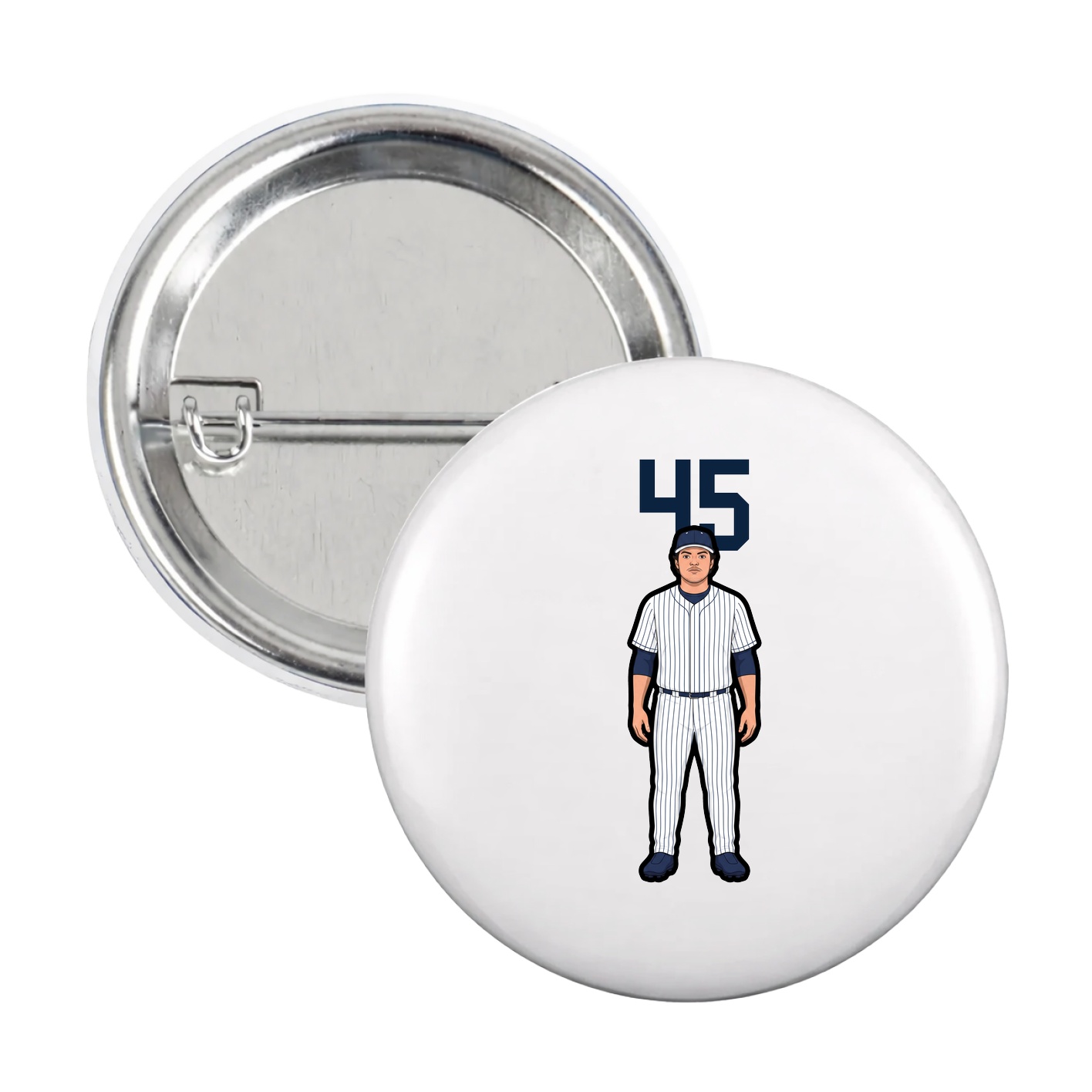 Game Day Button — Number Top in White