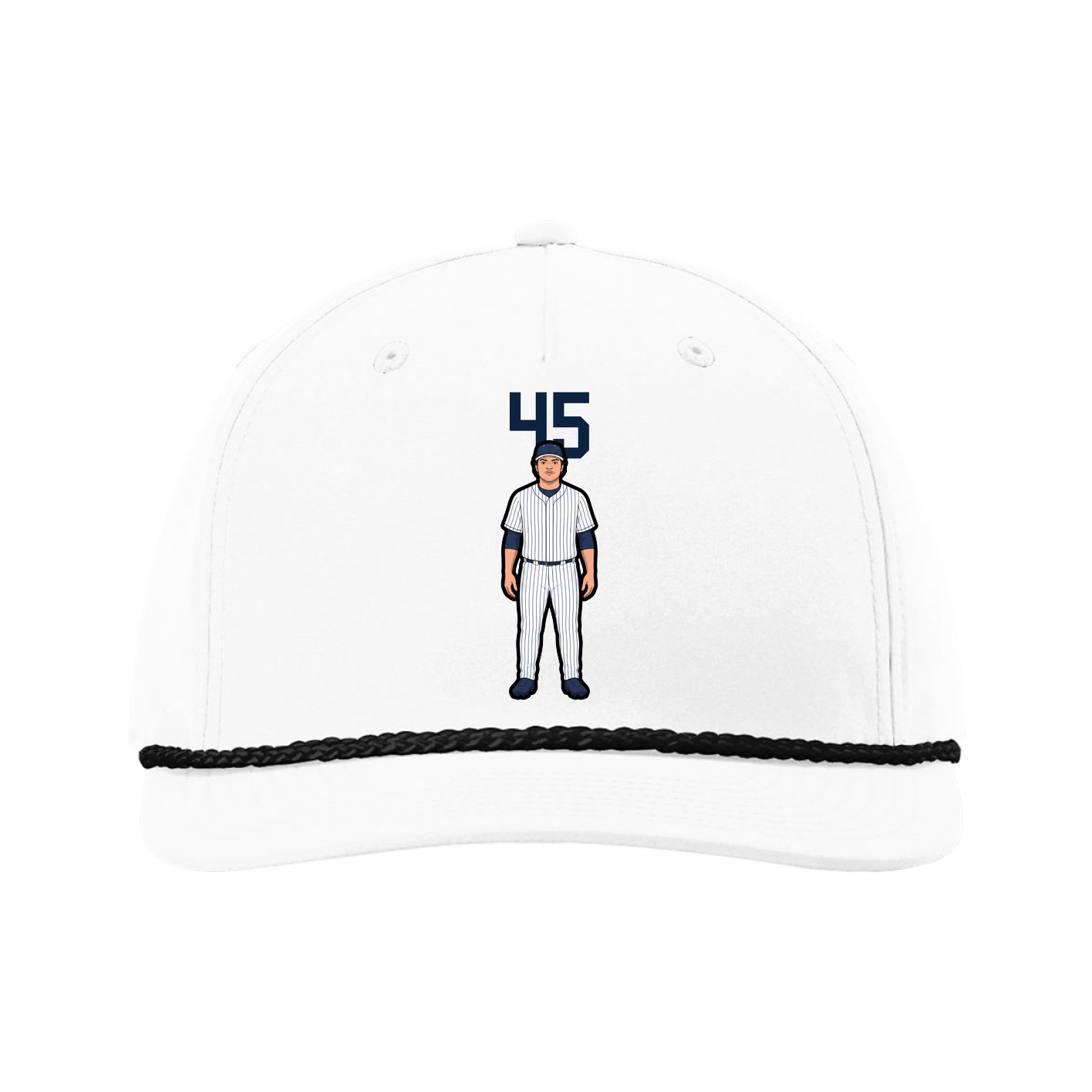 Five-Panel Classic Rope Cap — Number Top in White
