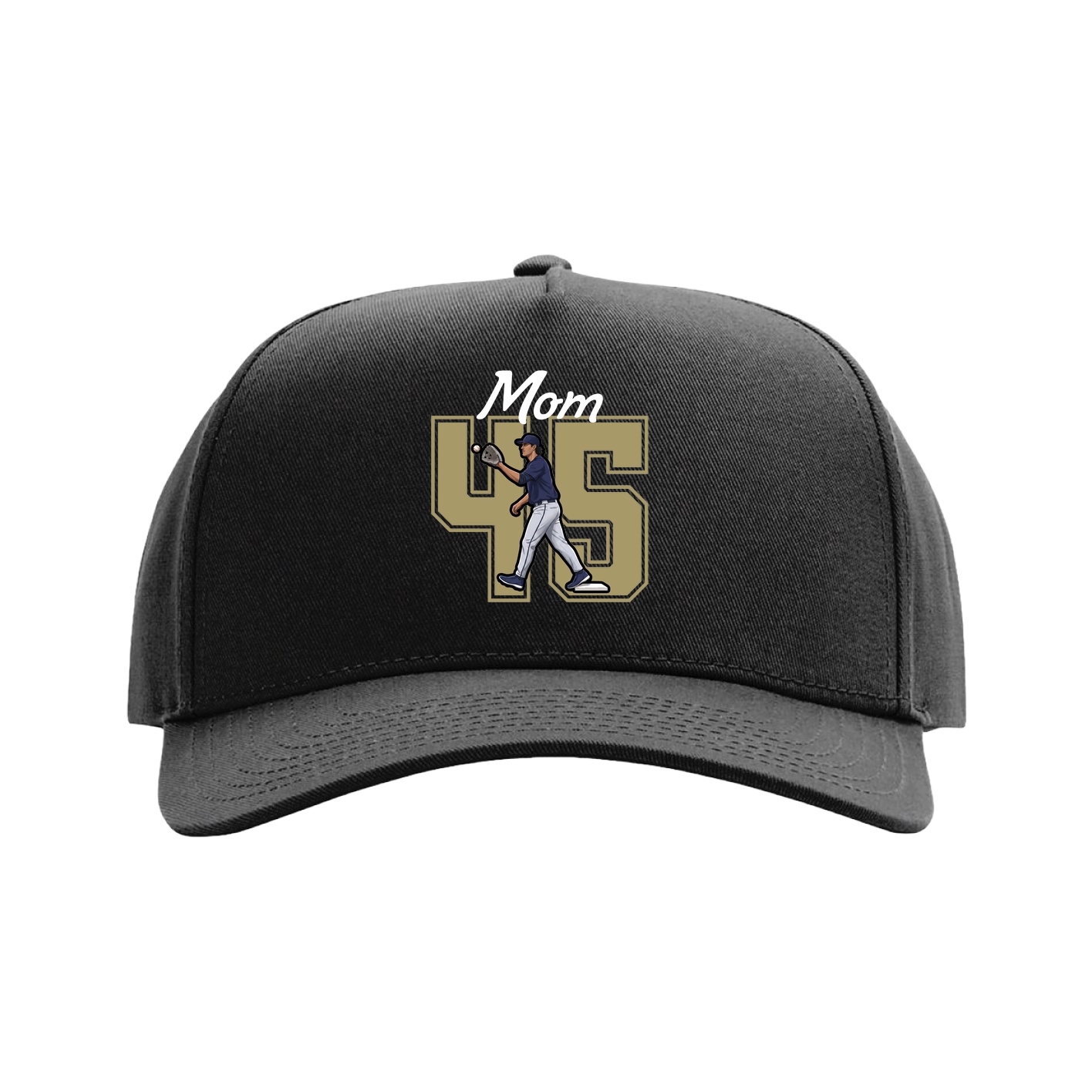 Full Fabric Five-Panel Champ Cap — Mothers Day Shirsey in Black