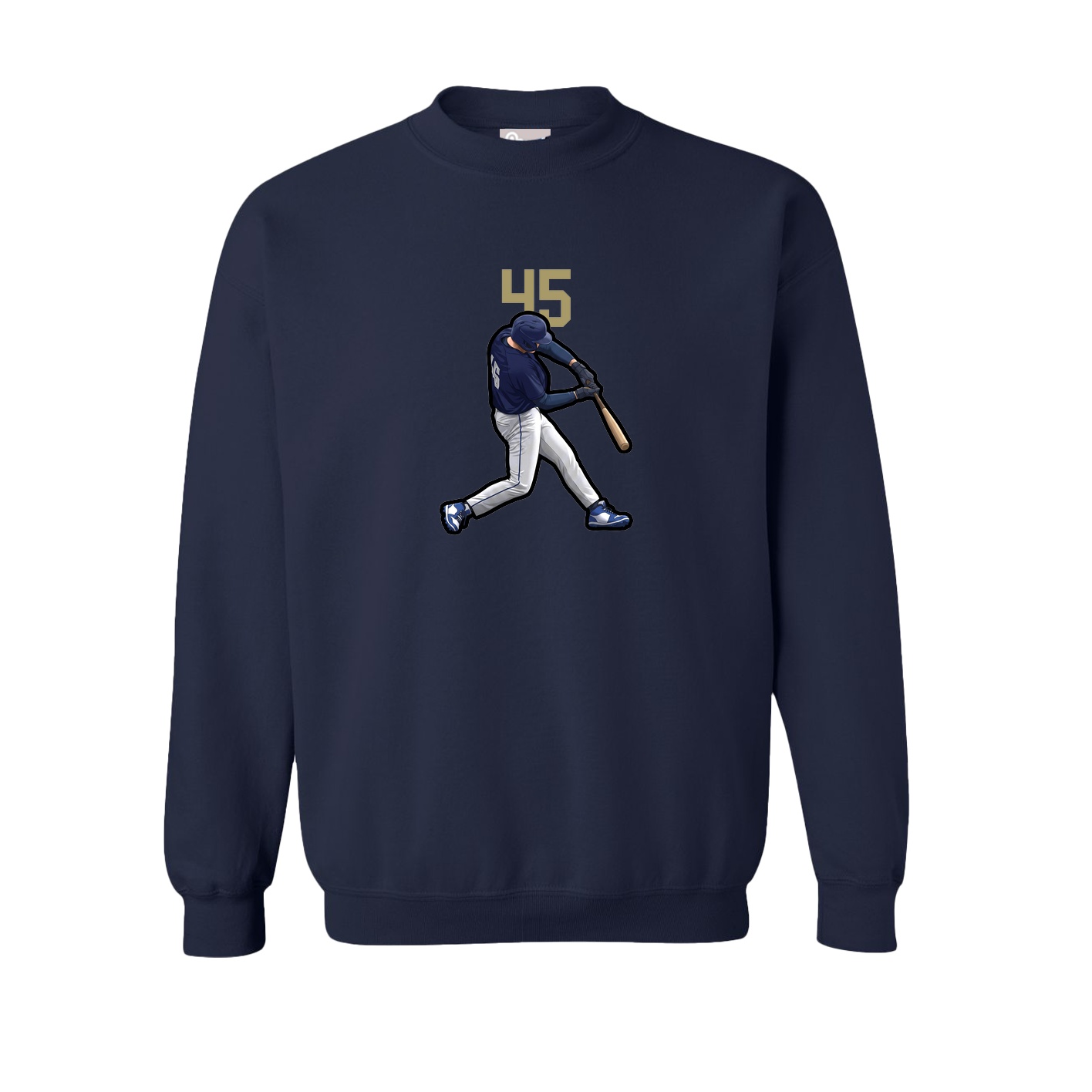 Fleece Crew — Number Top in Navy