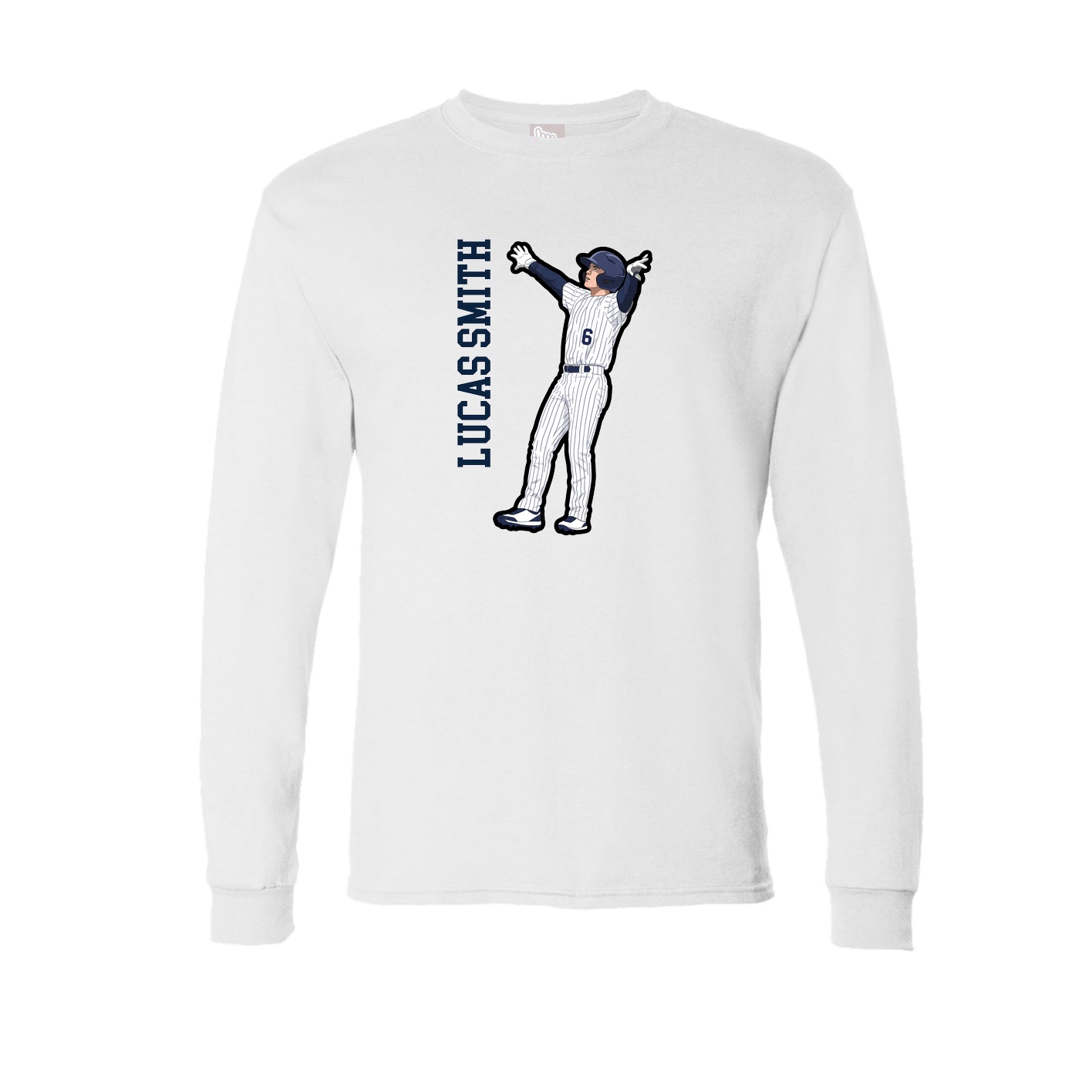 Long Sleeve Tee — Name Vertical in White