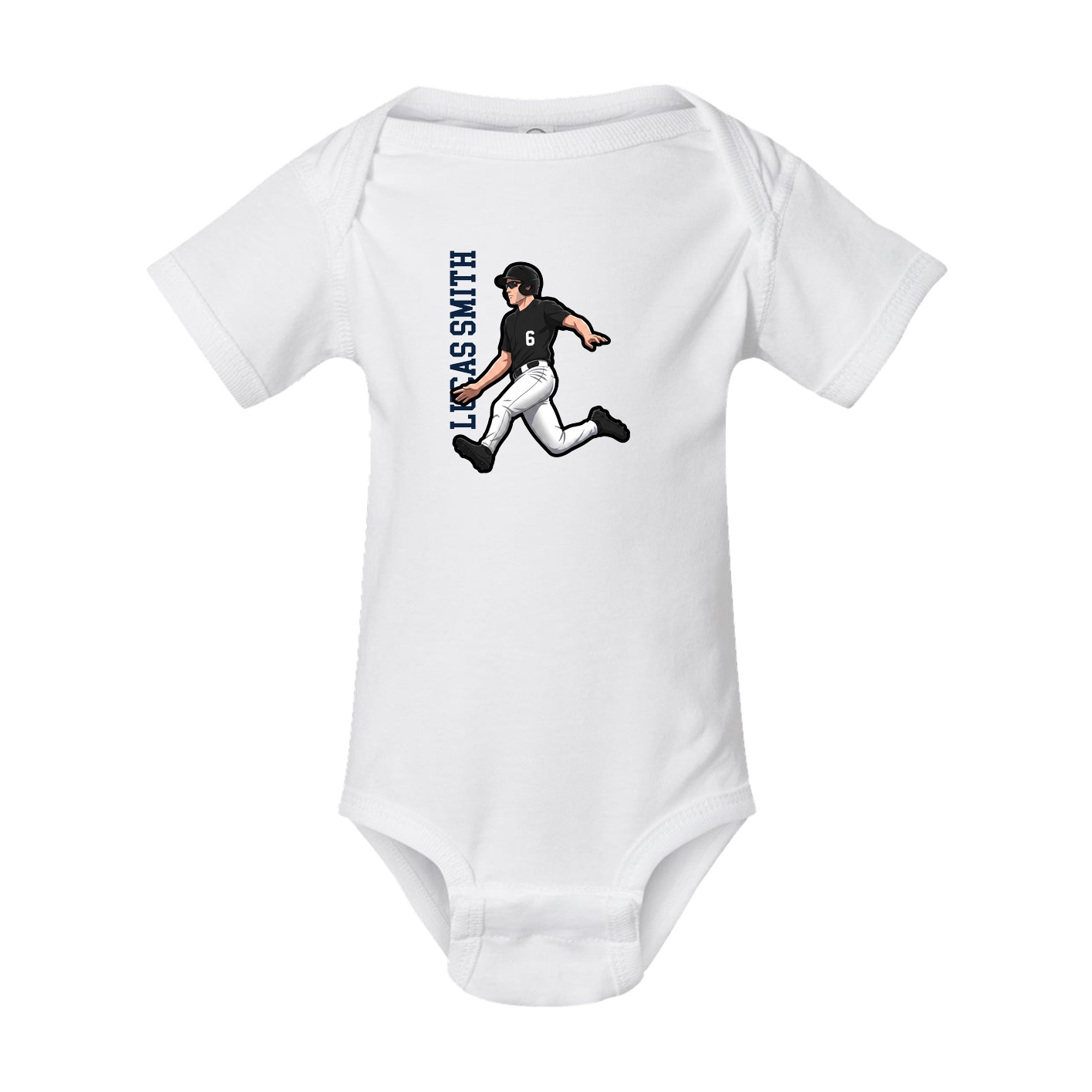 Baby Onesie — Name Vertical in White