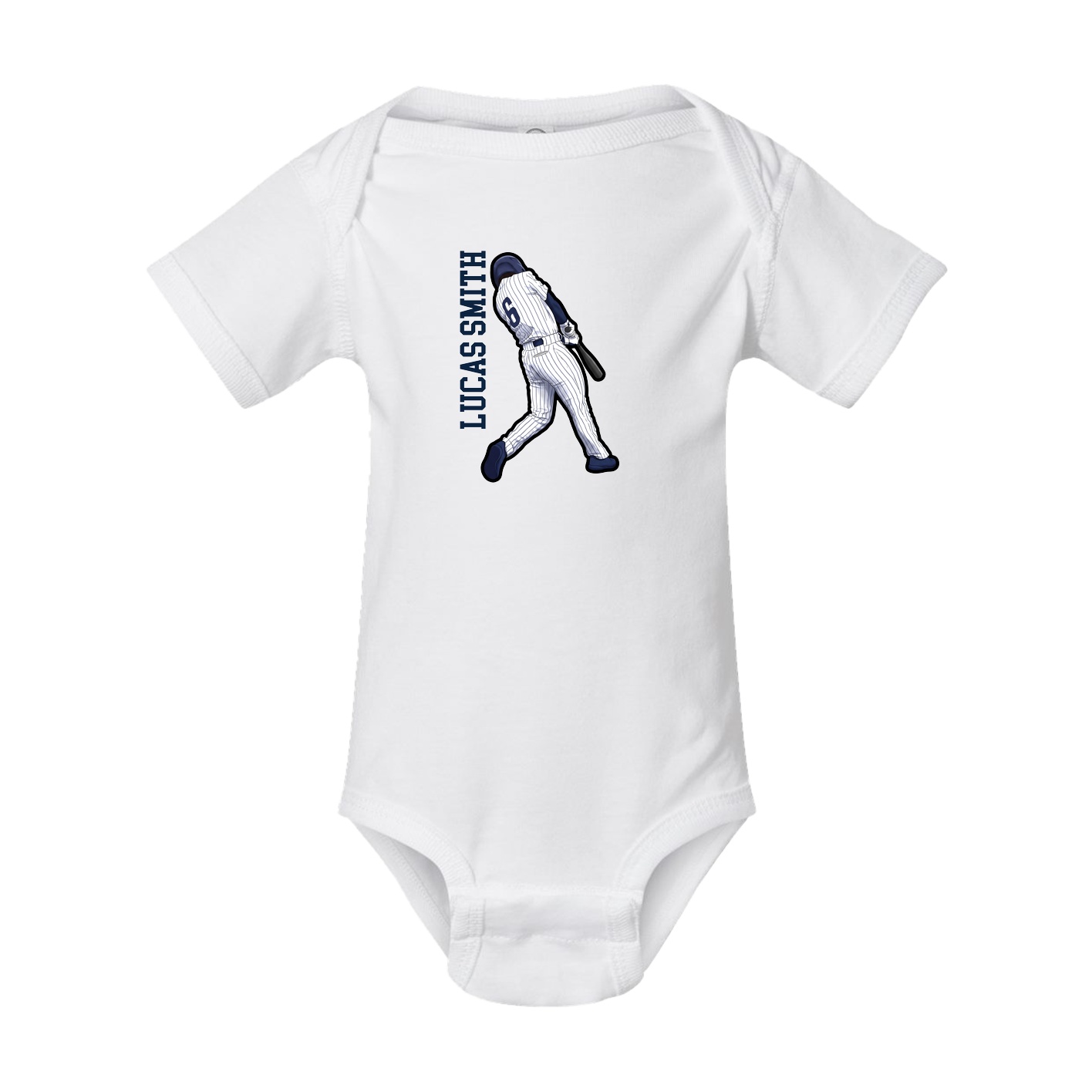 Baby Onesie — Name Vertical in White