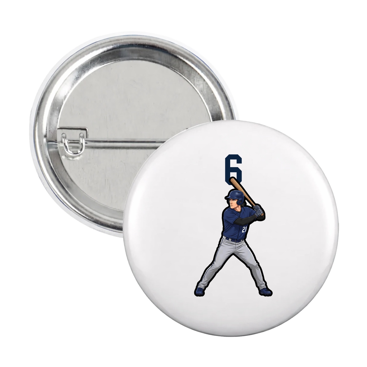 Game Day Button — Number Top in White