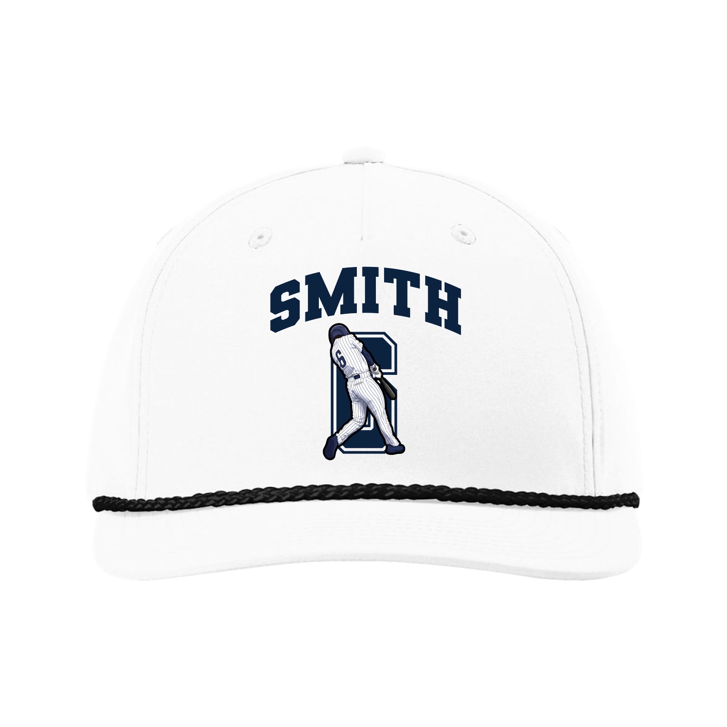 Five-Panel Classic Rope Cap — Number in White