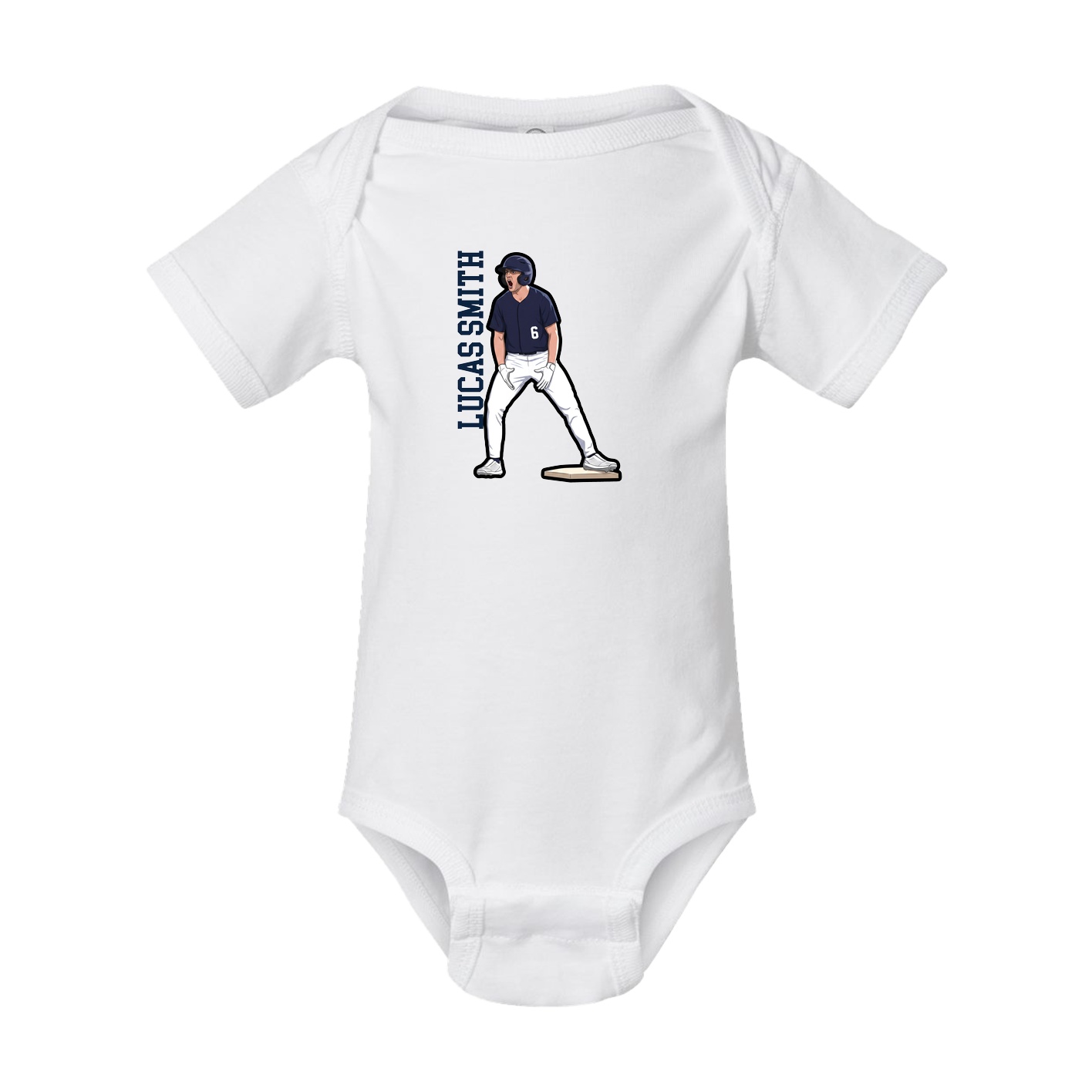 Baby Onesie — Name Vertical in White