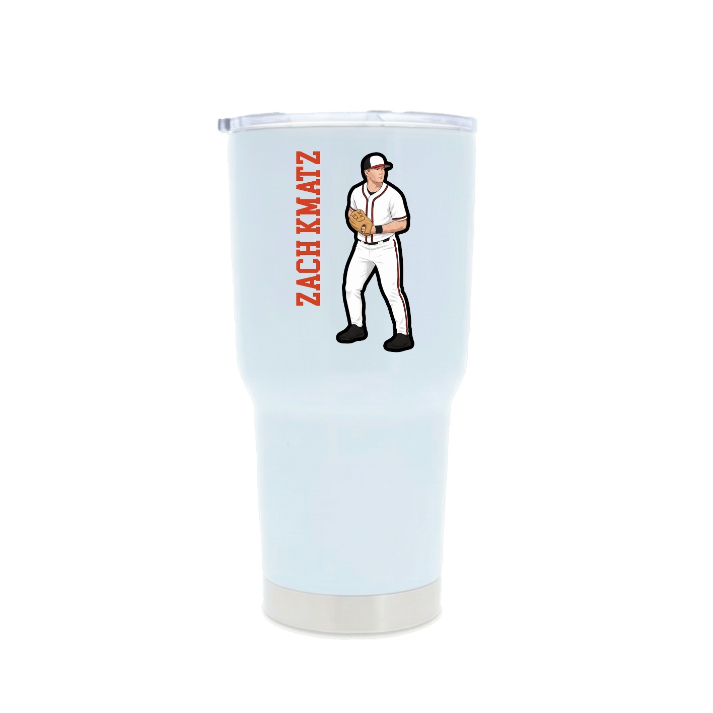 30oz Stainless Steel Tumbler — Name Vertical in White