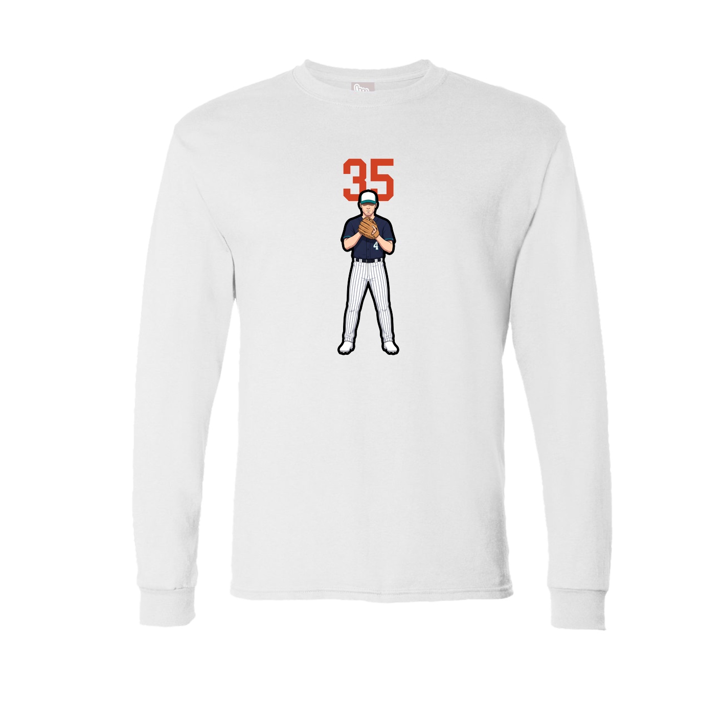 Long Sleeve Tee — Number Top in White