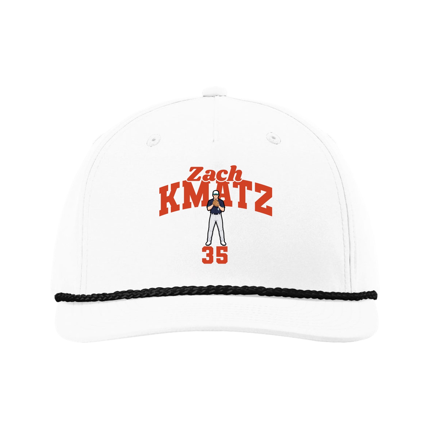 Five-Panel Classic Rope Cap — Signature Arch in White