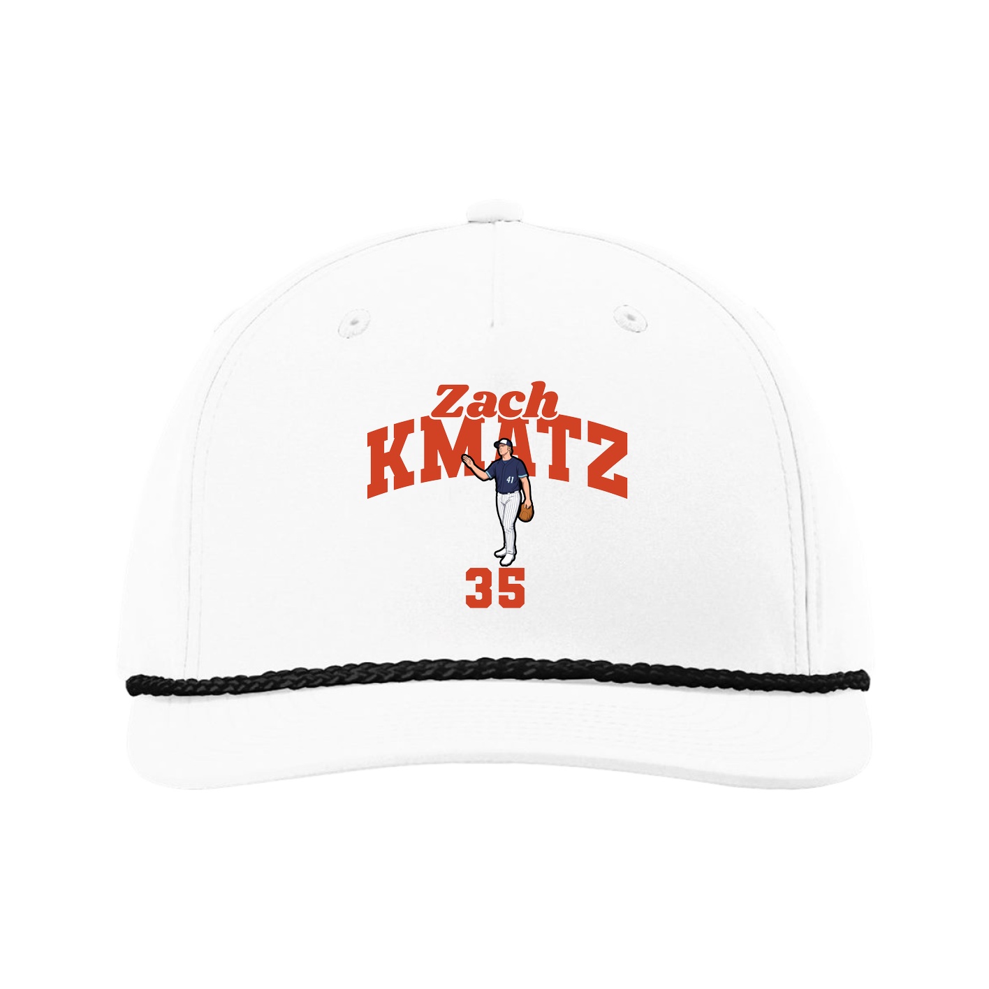 Five-Panel Classic Rope Cap — Signature Arch in White