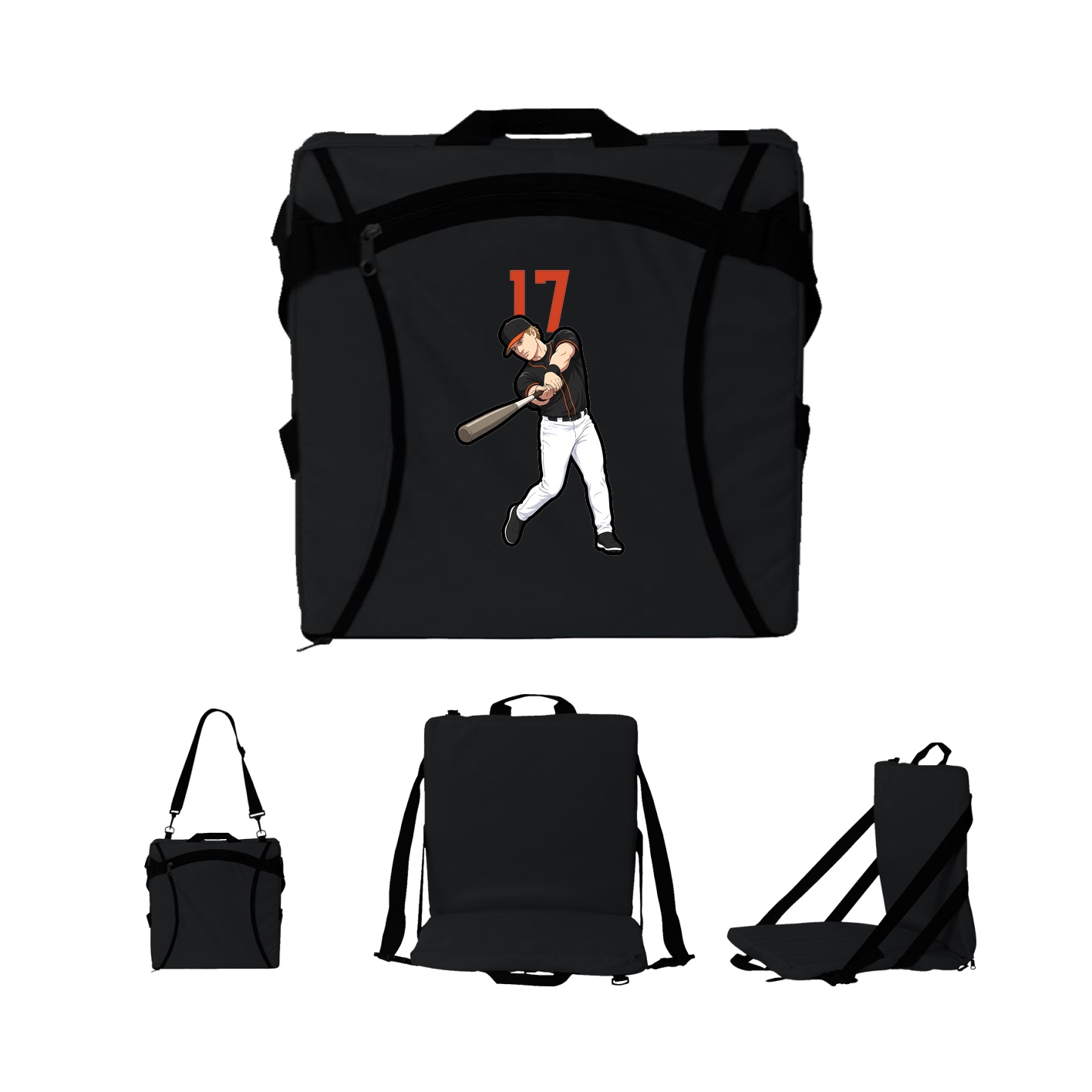 Folding Stadium Seat — Number Top in Black