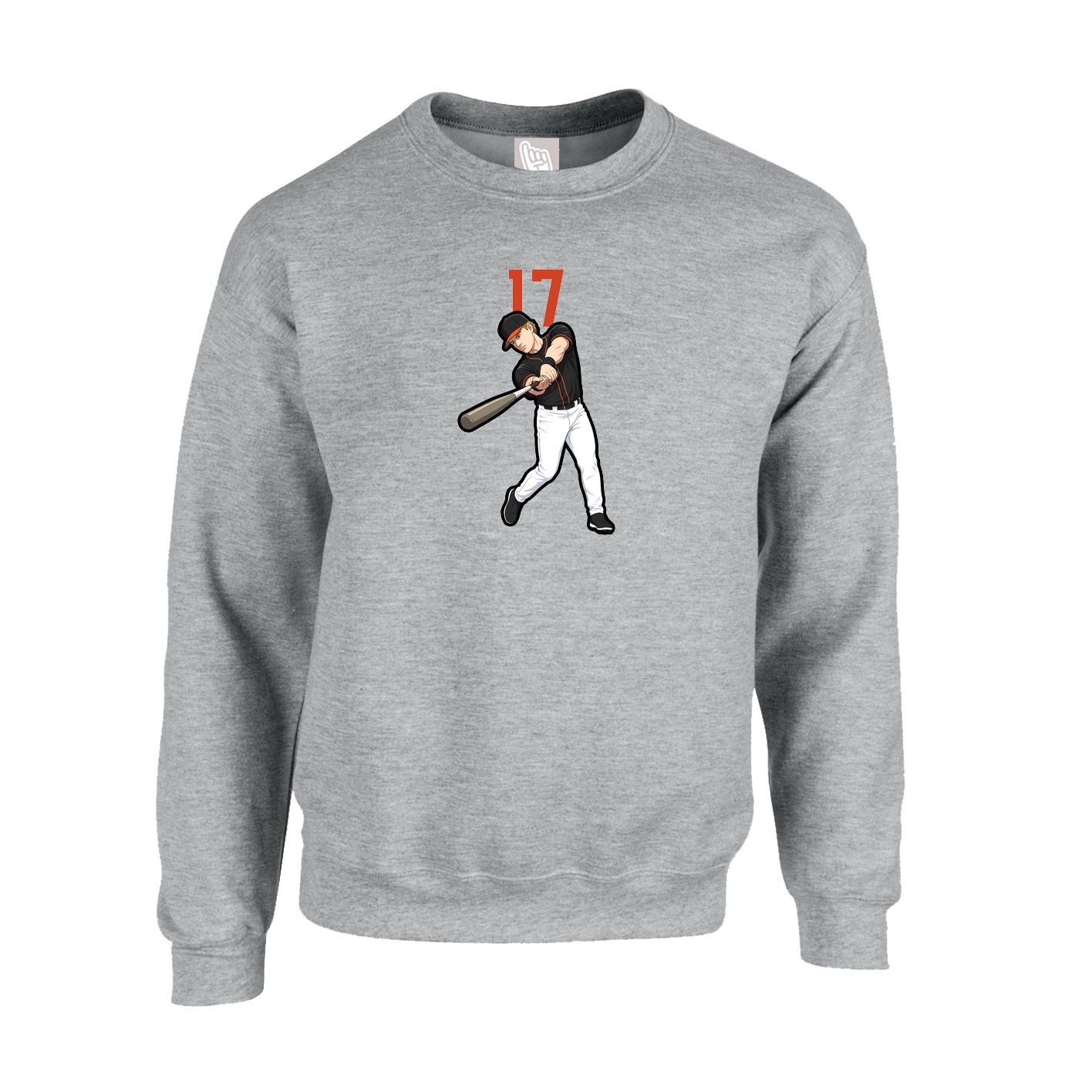 Fleece Crew — Number Top in Grey