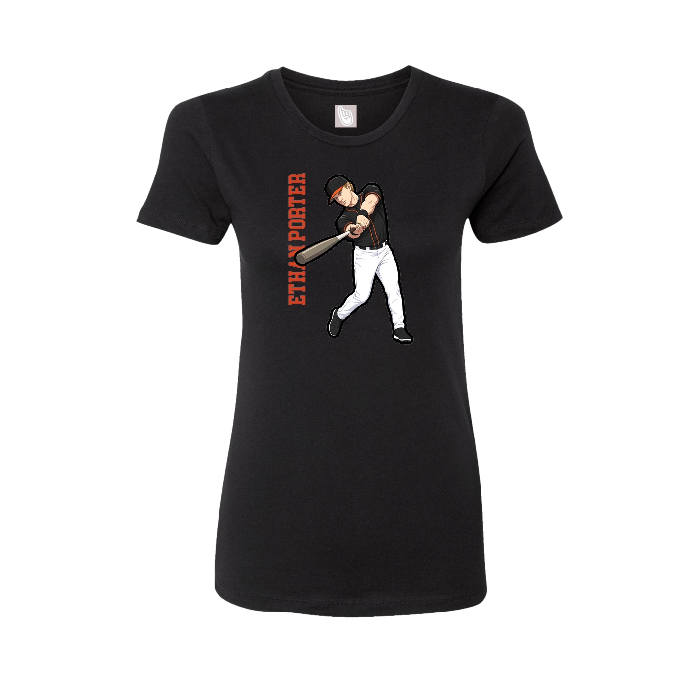 Fitted Women's Tee — Name Vertical in Black