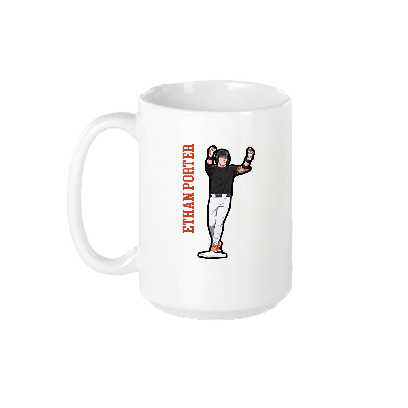 15oz Coffee Mug — Name Vertical in White