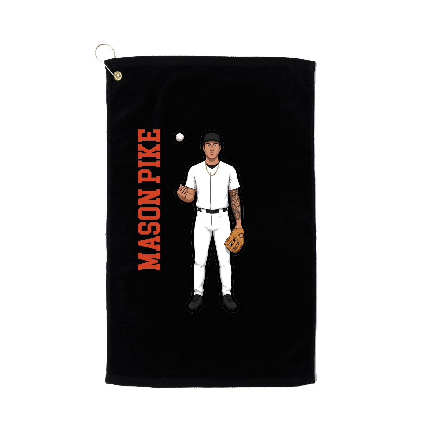 Golf Towel — Name Vertical in Black