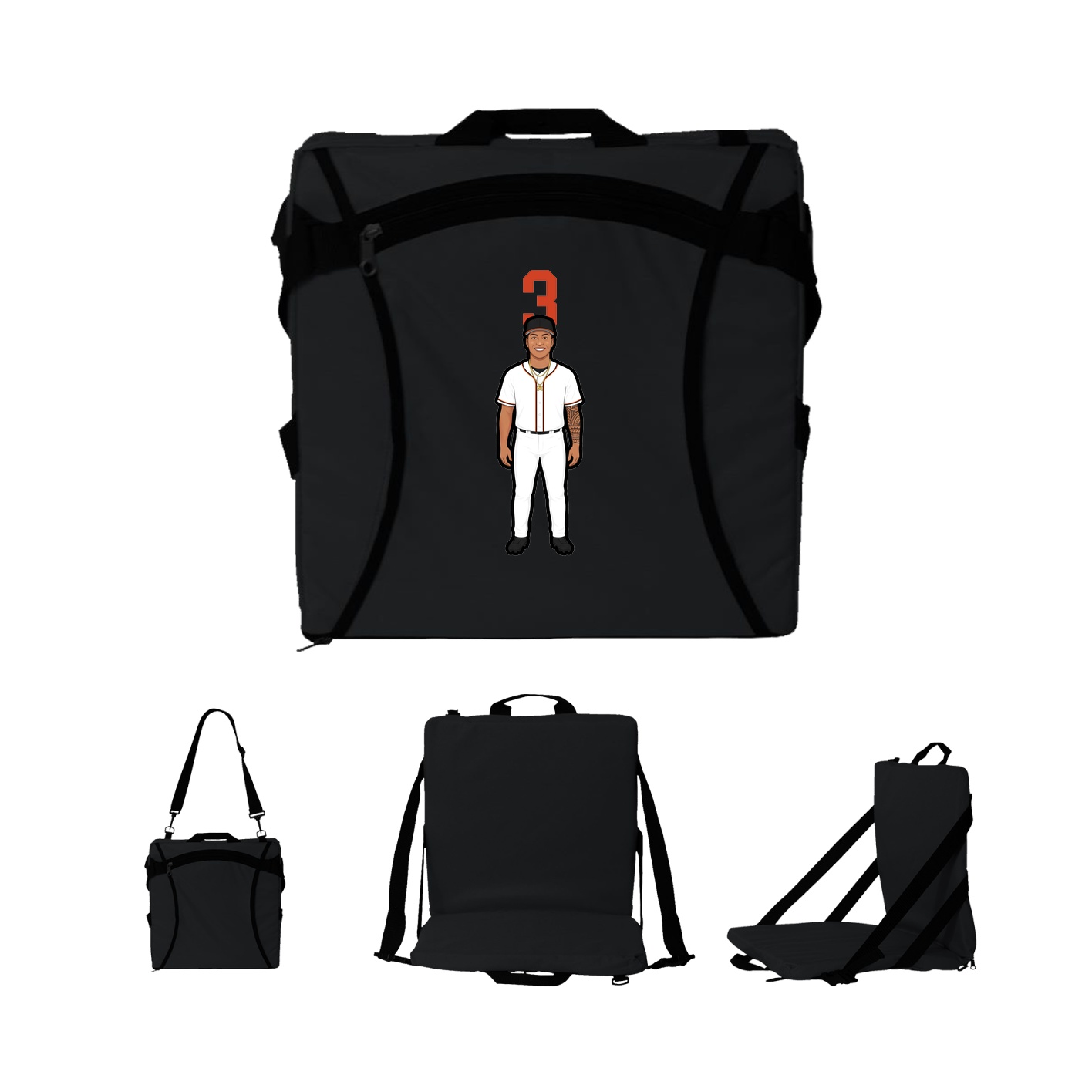 Folding Stadium Seat — Number Top in Black