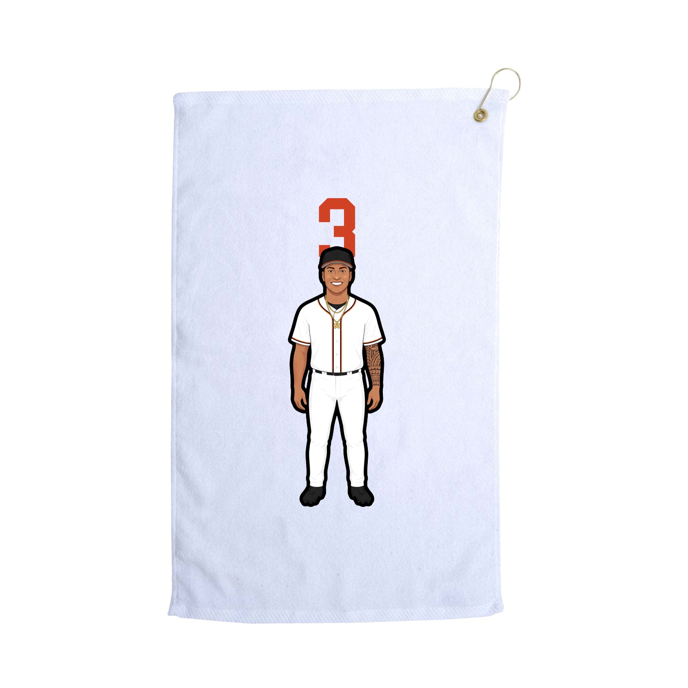 Golf Towel — Number Top in White